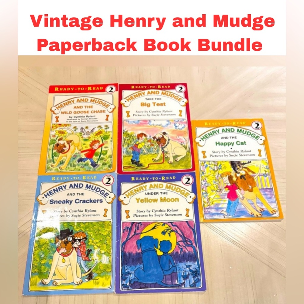 Vintage Henry & Mudge First Edition Level 2 Paperback Book Bundle – 5 Books